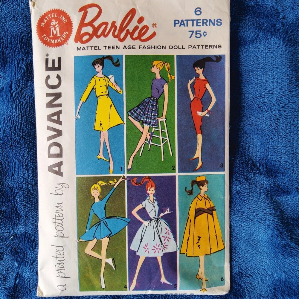 Vintage 1961 ADVANCE 9939 Barbie Doll Sewing Patterns Wardrobe Group B Mattel